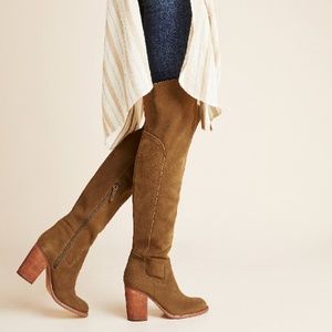 Kelsi Dagger Brooklyn Logan Over the Knee Boot in Olive Suede